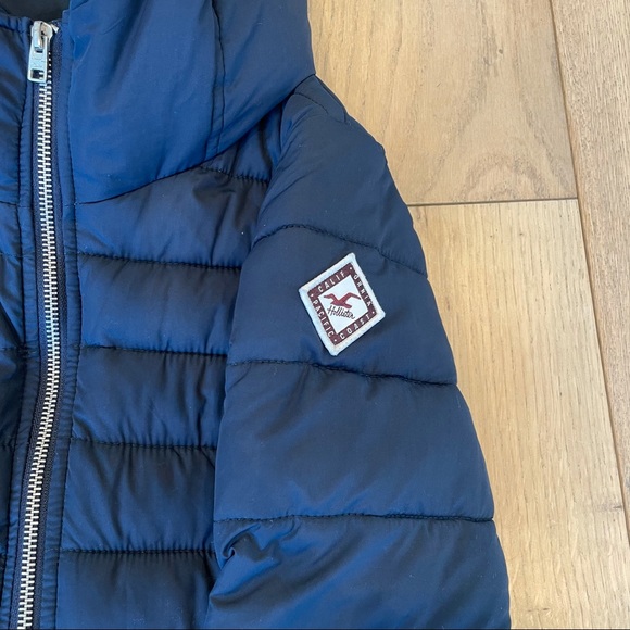 Navy Sherpa Lined Puffer Jacket with Hood - Picture 7 of 11